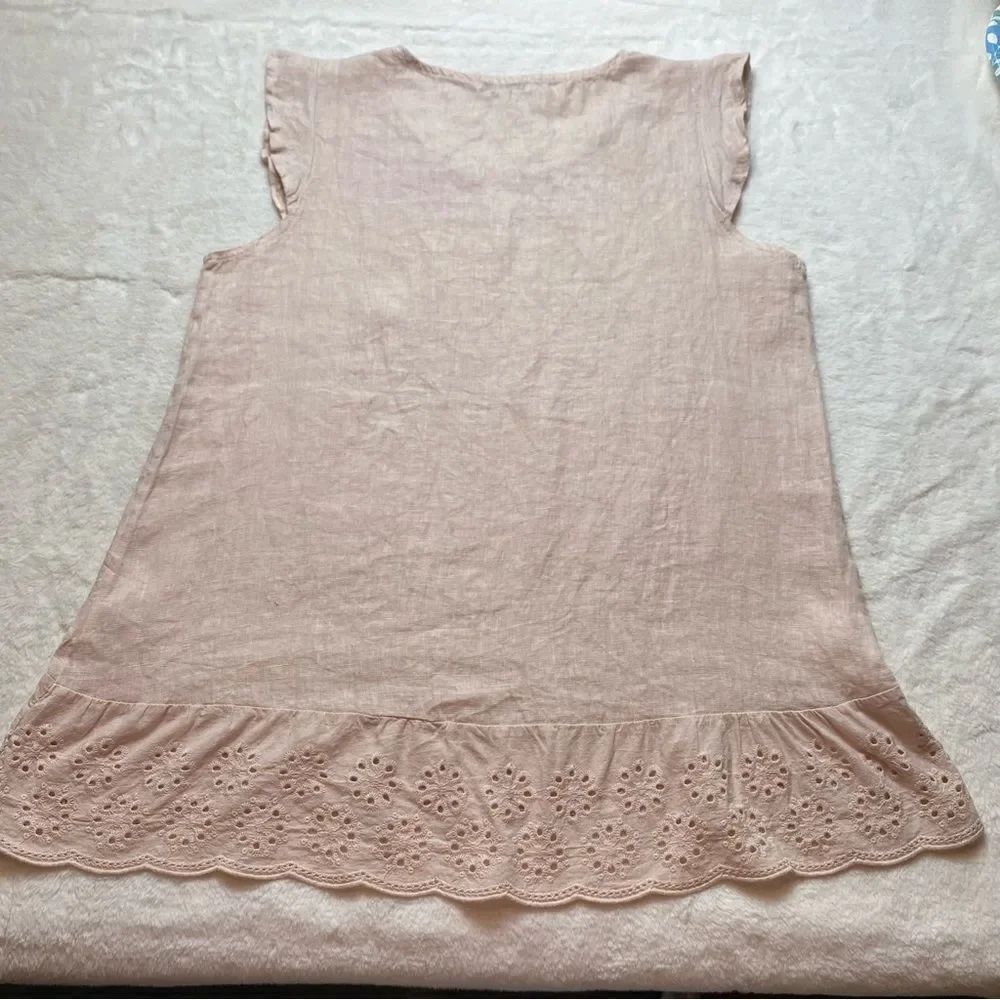 Terzo Millenio Made In Italy Blush Pink Linen Top Size Medium - Picture 2 of 10